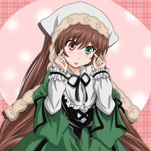 Rating: Safe Score: 0 Tags: 1girl black_ribbon blush brown_hair dress frills green_dress green_eyes head_scarf heterochromia image long_hair long_sleeves looking_at_viewer red_eyes ribbon solo suiseiseki very_long_hair User: admin