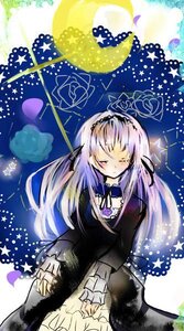 Rating: Safe Score: 0 Tags: 1girl black_dress closed_eyes dress flower hair_ribbon hairband image long_hair long_sleeves ribbon rose solo star_(symbol) suigintou very_long_hair User: admin