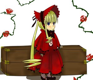 Rating: Safe Score: 0 Tags: 1girl blonde_hair blue_eyes blush bonnet bow bowtie box capelet cardboard_box dress flower full_body image in_box in_container long_hair long_sleeves looking_at_viewer red_dress red_flower red_rose rose shinku simple_background solo standing suitcase white_background User: admin