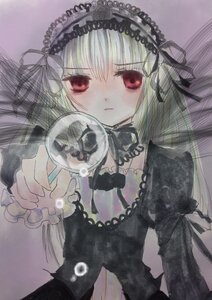 Rating: Safe Score: 0 Tags: 1girl bangs black_ribbon detached_collar dress frills hairband image juliet_sleeves long_hair long_sleeves looking_at_viewer puffy_sleeves red_eyes ribbon rose solo suigintou traditional_media upper_body User: admin