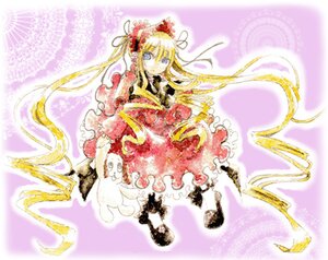 Rating: Safe Score: 0 Tags: 1girl blonde_hair blue_eyes dress flower frills full_body image long_hair long_sleeves looking_at_viewer red_dress shinku solo very_long_hair User: admin