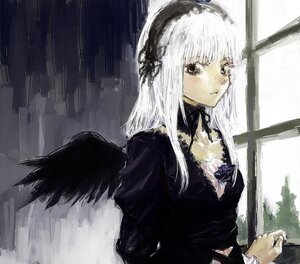 Rating: Safe Score: 0 Tags: 1girl bangs black_dress black_wings closed_mouth dress feathered_wings feathers gothic_lolita image long_hair long_sleeves looking_at_viewer solo suigintou upper_body white_hair white_wings window wings User: admin