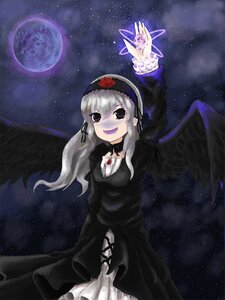 Rating: Safe Score: 0 Tags: 1girl black_wings doll_joints dress earth flower full_moon hairband image long_hair moon night night_sky open_mouth shooting_star silver_hair sky smile solo space star_(sky) starry_sky suigintou wings User: admin