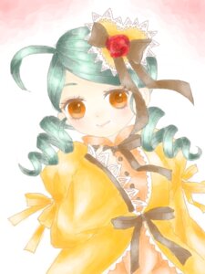 Rating: Safe Score: 0 Tags: 1girl ahoge auto_tagged dress drill_hair flower green_hair hair_ornament hat image kanaria orange_dress red_rose ribbon rose smile solo striped traditional_media twin_drills yellow_dress User: admin