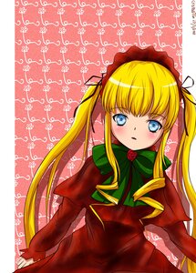 Rating: Safe Score: 0 Tags: 1girl auto_tagged blonde_hair blue_eyes blush bonnet bow bowtie cowboy_shot dress flower green_bow green_neckwear image long_hair long_sleeves looking_at_viewer red_dress rose shinku sidelocks simple_background solo twintails very_long_hair User: admin