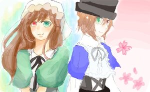 Rating: Safe Score: 0 Tags: blue_dress brown_hair dress green_dress green_eyes hat heterochromia image long_hair long_sleeves looking_at_viewer multiple_girls pair red_eyes short_hair siblings sisters smile souseiseki suiseiseki top_hat twins User: admin