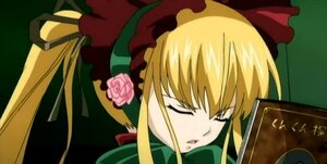 Rating: Safe Score: 0 Tags: 1girl blonde_hair bonnet book bow closed_eyes flower image long_hair parody rose shinku sleeping solo twintails User: admin