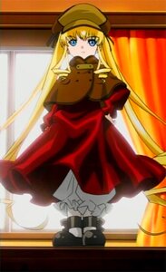 Rating: Safe Score: 0 Tags: 1girl black_footwear blonde_hair blue_eyes dress hat image long_hair long_sleeves looking_at_viewer red_dress shinku solo standing twintails very_long_hair User: admin