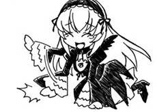 Rating: Safe Score: 0 Tags: 1girl :d chibi closed_eyes dress full_body greyscale hairband image lolita_hairband long_hair long_sleeves monochrome open_mouth simple_background smile solo suigintou very_long_hair white_background wings User: admin