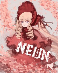 Rating: Safe Score: 0 Tags: 1girl blonde_hair blue_eyes bonnet bow dress drill_hair flower frills image long_hair long_sleeves looking_at_viewer petals red_dress rose shinku solo twintails User: admin