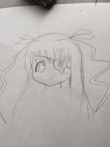Rating: Safe Score: 0 Tags: 1girl auto_tagged barasuishou fate_testarossa frown greyscale hair_ribbon image long_hair looking_at_viewer monochrome ribbon simple_background solo takamachi_nanoha traditional_media User: admin