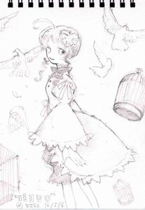Rating: Safe Score: 0 Tags: 1girl ahoge angel angel_wings animal bird bird_on_hand bird_on_head birdcage cage character_name chick chicken crow dated dove dress english_text feathered_wings feathers flower greyscale hair_flower hair_ornament image kanaria long_sleeves looking_at_viewer monochrome one_eye_closed seagull short_hair smile solo standing wings User: admin
