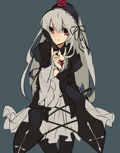 Rating: Safe Score: 0 Tags: 1girl black_dress dress flower frills hairband image long_hair long_sleeves looking_at_viewer pink_eyes red_eyes rose silver_hair simple_background smile solo suigintou User: admin