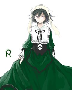 Rating: Safe Score: 0 Tags: 1boy black_hair black_ribbon dress frills image long_sleeves looking_at_viewer ribbon skirt_hold solo striped suiseiseki white_background User: admin