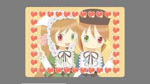 Rating: Safe Score: 0 Tags: 2girls :d brown_hair dress green_eyes hat head_scarf heart heterochromia image letterboxed long_hair long_sleeves looking_at_viewer multiple_girls open_mouth pair red_eyes short_hair siblings sisters smile souseiseki suiseiseki twins User: admin