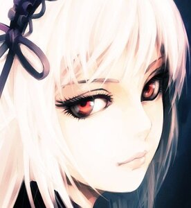 Rating: Safe Score: 0 Tags: 1girl black_ribbon close-up closed_mouth face hair_ribbon image looking_at_viewer portrait red_eyes ribbon solo suigintou white_hair User: admin