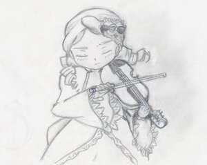 Rating: Safe Score: 0 Tags: 1girl bow closed_eyes dress drill_hair frills image instrument kanaria long_sleeves monochrome playing_instrument rose solo traditional_media twin_drills violin User: admin
