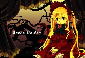 Rating: Safe Score: 0 Tags: 1girl blonde_hair blue_eyes bonnet bow curtains dress flower image long_hair long_sleeves looking_at_viewer red_dress rose shinku sitting solo twintails very_long_hair User: admin