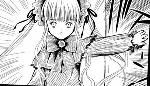 Rating: Safe Score: 0 Tags: 1girl bonnet bow bowtie dress flower greyscale image long_hair long_sleeves looking_at_viewer monochrome rose shinku simple_background solo twintails upper_body very_long_hair white_background User: admin