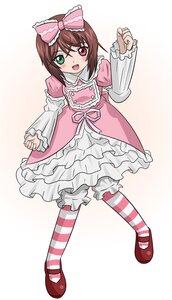 Rating: Safe Score: 0 Tags: 1girl bloomers bow brown_hair dress frills full_body green_eyes hair_bow heterochromia image long_sleeves mary_janes open_mouth pantyhose pink_bow red_eyes shoes short_hair smile solo souseiseki standing striped striped_legwear underwear User: admin