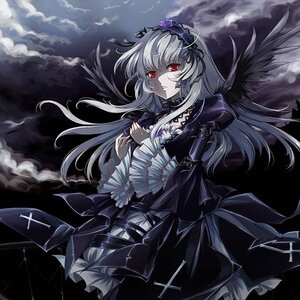 Rating: Safe Score: 0 Tags: 1girl black_wings cloud cloudy_sky cross dress flower frilled_sleeves frills gothic_lolita hairband image lolita_fashion lolita_hairband long_hair long_sleeves red_eyes rose silver_hair sky solo suigintou wings User: admin