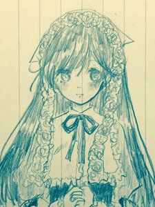 Rating: Safe Score: 0 Tags: 1girl blush braid closed_mouth dress eyebrows_visible_through_hair flower hair_flower hair_ornament image long_hair long_sleeves looking_at_viewer monochrome rose solo suiseiseki tears traditional_media twin_braids upper_body veil User: admin