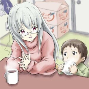 Rating: Safe Score: 0 Tags: 2girls blurry coffee coffee_mug cup depth_of_field glasses image long_hair looking_at_viewer mug multiple_girls silver_hair sitting smile solo steam suigintou table User: admin