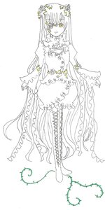 Rating: Safe Score: 0 Tags: 1girl bare_shoulders boots dress flower full_body hair_ornament image kirakishou lineart long_hair looking_at_viewer monochrome plant solo standing thigh_boots thighhighs very_long_hair vines User: admin