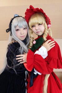 Rating: Safe Score: 0 Tags: 2girls blonde_hair blue_eyes bonnet dress flower hairband hug lips long_hair long_sleeves looking_at_viewer multiple_cosplay multiple_girls red_eyes shinku silver_hair suigintou tagme User: admin