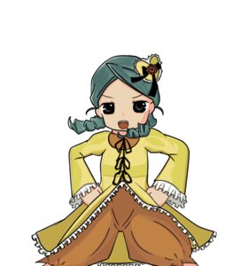 Rating: Safe Score: 0 Tags: 1boy drill_hair frills green_hair hand_on_hip hands_on_hips image kanaria long_sleeves open_mouth ribbon simple_background solo white_background User: admin