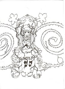 Rating: Safe Score: 0 Tags: 1girl dress frills greyscale image lineart long_hair monochrome shinku solo very_long_hair User: admin