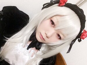 Rating: Safe Score: 0 Tags: 1girl bangs closed_mouth dress flower gothic_lolita hair_ornament hairband lips lolita_fashion looking_at_viewer red_eyes solo suigintou white_hair User: admin