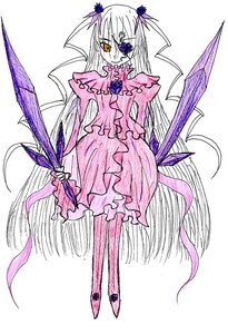 Rating: Safe Score: 0 Tags: 1girl barasuishou dress eyepatch flower frills full_body hair_ornament image long_hair pantyhose personification pink_dress solo standing striped traditional_media very_long_hair white_hair yellow_eyes User: admin