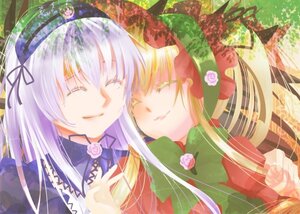 Rating: Safe Score: 0 Tags: 2girls blonde_hair bonnet closed_eyes flower hairband hat image long_hair multiple_girls pair ribbon rose shinku smile suigintou User: admin