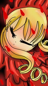 Rating: Safe Score: 0 Tags: 1girl blonde_hair blush close-up closed_eyes hat image petals red_dress red_headwear shinku smile solo User: admin