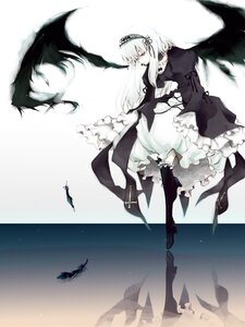 Rating: Safe Score: 0 Tags: 1girl albino bad_id bad_pixiv_id bangs bird black_footwear black_legwear black_ribbon black_wings boots breasts bug butterfly demon_wings dress feathers floating flower frilled_sleeves frills full_body garters hair_ribbon hairband high_heel_boots high_heels hunched_over image insect kneehighs leg_up light_smile lolita_hairband long_hair long_sleeves looking_down marumi_(sjohast) pale_skin plantar_flexion profile red_eyes reflection reflective_floor ribbon rozen_maiden sleeves_past_wrists solo suigintou water white_background white_hair wide_sleeves wings User: admin