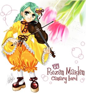 Rating: Safe Score: 0 Tags: 1girl dated drill_hair green_eyes green_hair hair_ornament heart image instrument kanaria long_sleeves pantyhose ribbon shoes signature smile solo twin_drills violin white_legwear User: admin