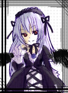 Rating: Safe Score: 0 Tags: 1girl black_wings detached_collar dress flower frills hairband image long_hair long_sleeves looking_at_viewer pink_eyes red_eyes rose solo suigintou upper_body wings User: admin