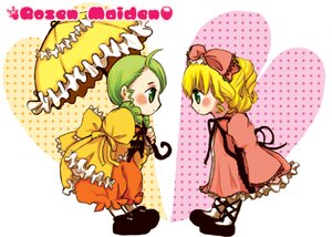 Rating: Safe Score: 0 Tags: 2girls blonde_hair bow dress frills green_eyes green_hair halftone halftone_background hina_ichigo hinaichigo image kanaria long_sleeves multiple_girls pair parasol pink_bow polka_dot polka_dot_background polka_dot_dress profile short_hair umbrella yellow_dress User: admin