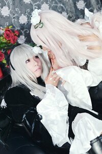 Rating: Safe Score: 0 Tags: 2girls dress flower gothic_lolita hair_ornament hairband lips lolita_fashion long_hair long_sleeves multiple_cosplay multiple_girls tagme white_hair wings User: admin