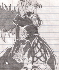 Rating: Safe Score: 0 Tags: 1girl dress frills hairband image long_hair long_sleeves looking_at_viewer monochrome solo suigintou very_long_hair wings User: admin