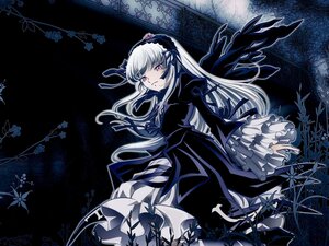 Rating: Safe Score: 0 Tags: 1girl dress flower frills hairband image long_hair long_sleeves looking_at_viewer night pink_eyes silver_hair solo suigintou very_long_hair wings User: admin