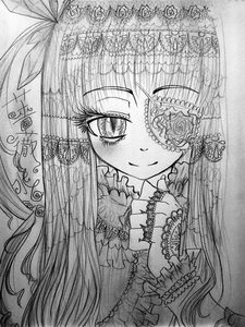 Rating: Safe Score: 0 Tags: 1girl barasuishou bug butterfly flower frills image insect lace long_hair looking_at_viewer monochrome ribbon rose smile solo traditional_media User: admin