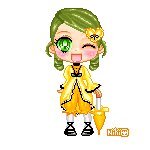 Rating: Safe Score: 0 Tags: 1girl dress full_body green_hair hair_ornament image kanaria one_eye_closed pixel_art short_hair simple_background solo standing thighhighs white_background User: admin