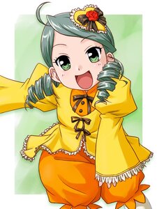 Rating: Safe Score: 0 Tags: 1girl :d ahoge dress drill_hair frills green_eyes green_hair hat heart image kanaria long_sleeves open_mouth rose smile solo twin_drills User: admin