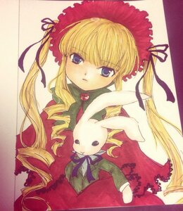 Rating: Safe Score: 0 Tags: 1girl auto_tagged blonde_hair blue_eyes bonnet bow dress drill_hair image long_hair long_sleeves looking_at_viewer red_dress shinku sidelocks simple_background solo traditional_media twin_drills twintails very_long_hair User: admin