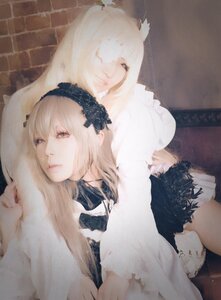 Rating: Safe Score: 0 Tags: blonde_hair closed_eyes closed_mouth dress hairband long_hair multiple_cosplay tagme User: admin