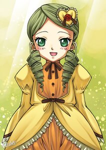 Rating: Safe Score: 0 Tags: 1girl :d dress drill_hair frills green_eyes green_hair image kanaria long_sleeves looking_at_viewer open_mouth smile solo twin_drills User: admin