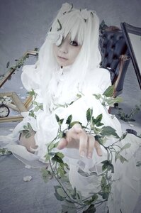 Rating: Safe Score: 0 Tags: 1girl closed_mouth flower kirakishou leaf long_hair looking_at_viewer plant solo vines white_hair User: admin