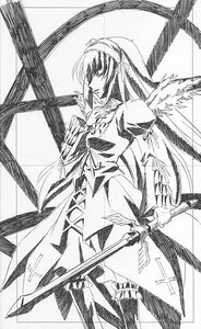 Rating: Safe Score: 0 Tags: 1girl cross-laced_clothes cross_print dress expressionless frilled_legwear frilled_sleeves frills greyscale hand_on_own_chest holding holding_sword holding_weapon image juliet_sleeves long_hair long_sleeves mikage_nao monochrome parted_lips puffy_sleeves ribbon rozen_maiden simple_background solo standing suigintou sword thighhighs traditional_media very_long_hair weapon wings User: admin